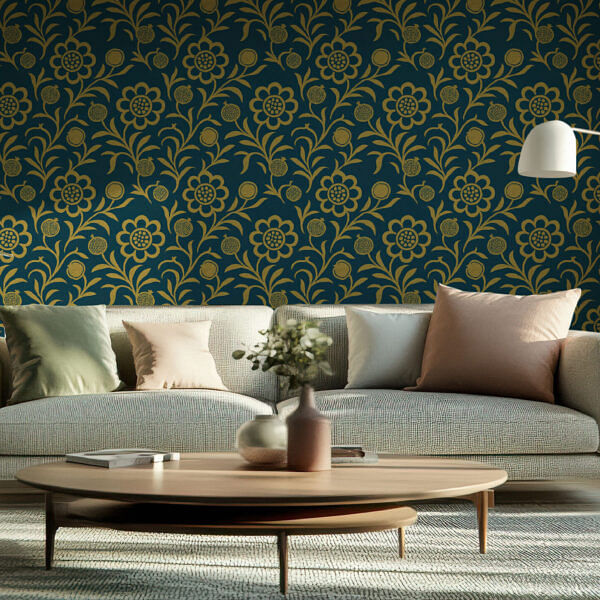 Florence Broadhurst Inspired Floral Elegance Wallpaper
