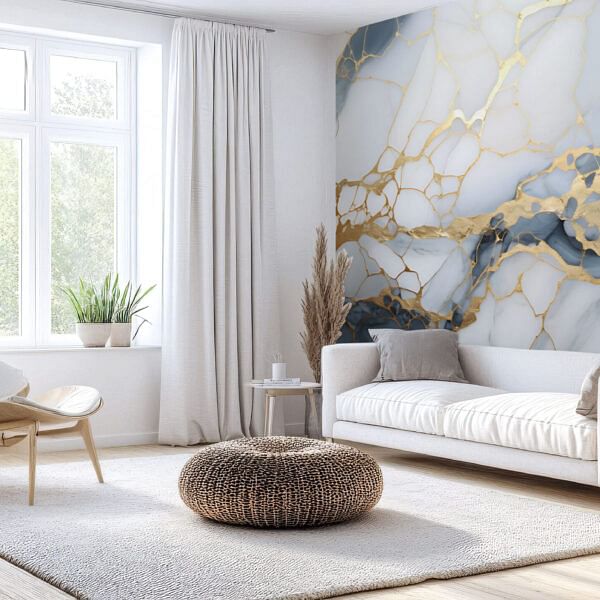 Elegant Marble Gold Vein Abstract Wallpaper
