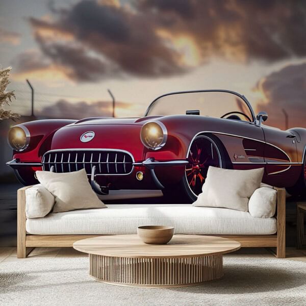 Classic Racing Car Sunset Panorama