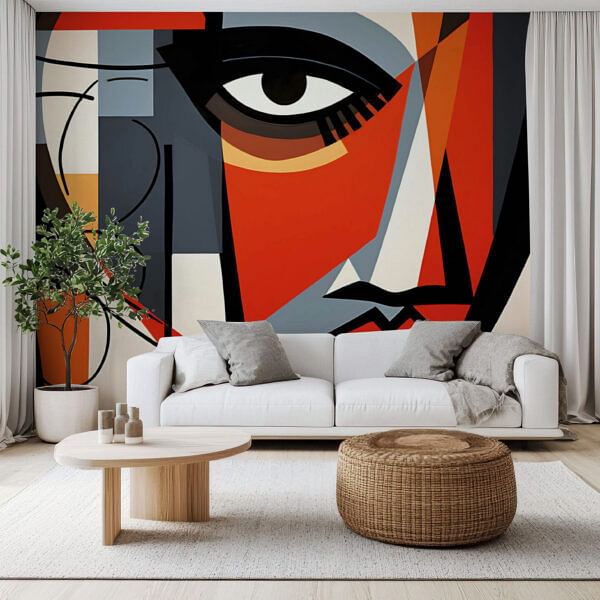 Bold Abstract Expressionist Face Art Wallpaper